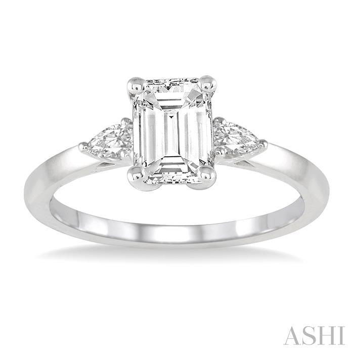 1/5 Ctw Pear Cut Diamond Semi-Mount Engagement Ring in 14K White Gold