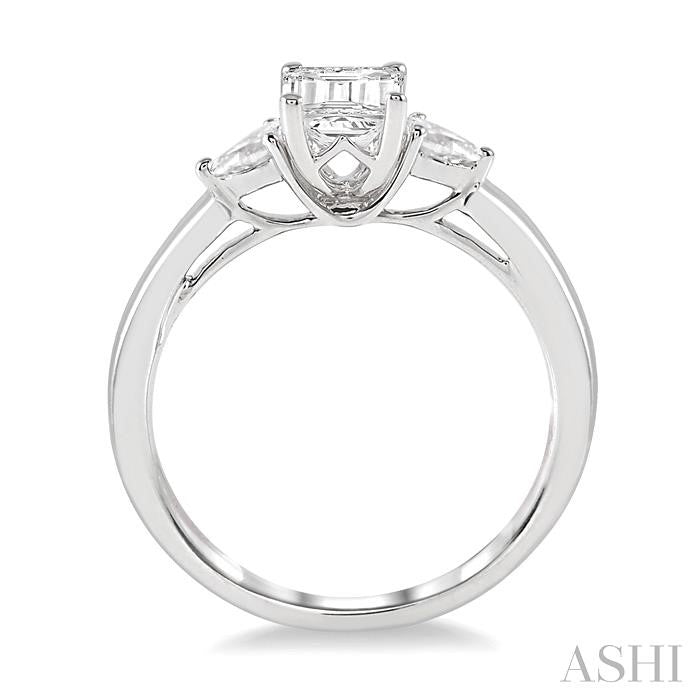 1/5 Ctw Pear Cut Diamond Semi-Mount Engagement Ring in 14K White Gold