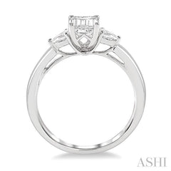 1/5 Ctw Pear Cut Diamond Semi-Mount Engagement Ring in 14K White Gold