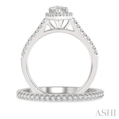 7/8 Ctw Diamond Wedding Set With 3/4 Ct Engagement Ring With 1/2 Ct Marquise Cut Center Stone and 1/6 Ct Wedding Band in 14K White Gold