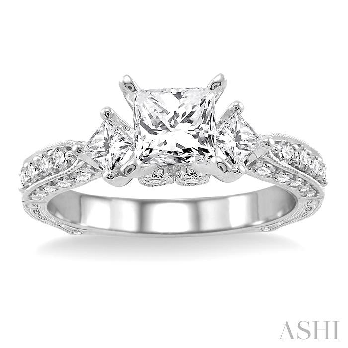 3/4 Ctw Diamond Semi-Mount Engagement Ring in 14K White Gold