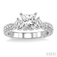 3/4 Ctw Diamond Semi-Mount Engagement Ring in 14K White Gold