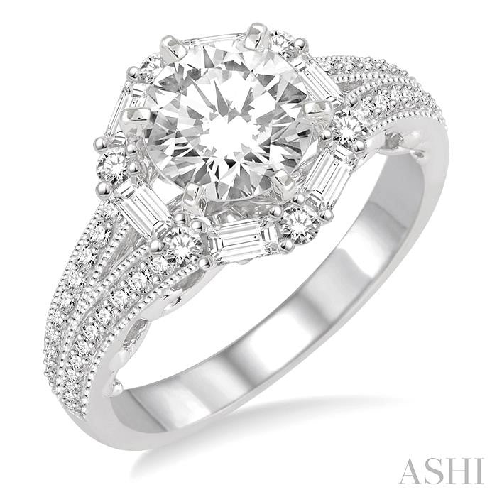 3/4 Ctw Diamond Semi-Mount Engagement Ring in 14K White Gold