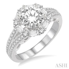 3/4 Ctw Diamond Semi-Mount Engagement Ring in 14K White Gold