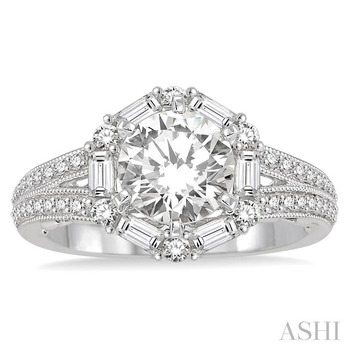 3/4 Ctw Diamond Semi-Mount Engagement Ring in 14K White Gold