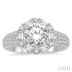 3/4 Ctw Diamond Semi-Mount Engagement Ring in 14K White Gold
