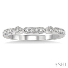 1/6 Ctw Bar Accent Round Cut Diamond Wedding Band in 14K White Gold