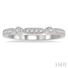 1/10 Ctw Bar Accent Round Cut Diamond Wedding Band in 14K White Gold
