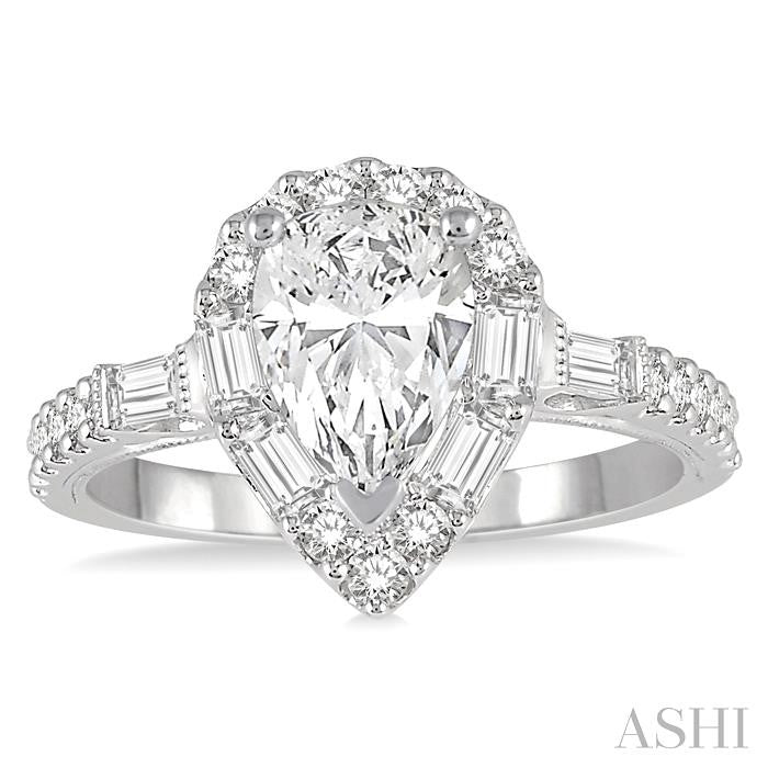 5/8 Ctw Diamond Semi-Mount Engagement Ring in 14K White Gold