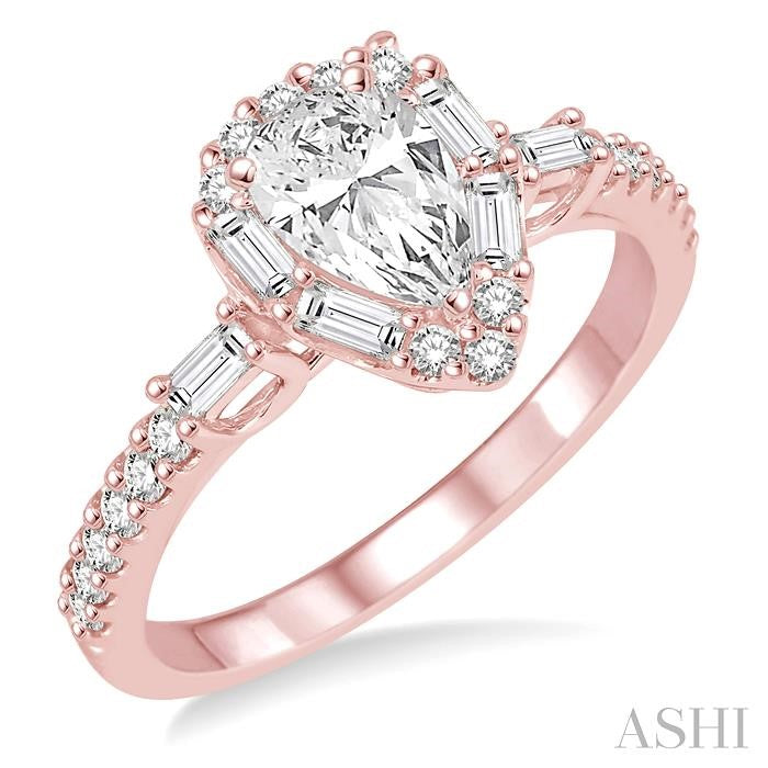 1/2 Ctw Diamond Semi-Mount Engagement Ring in 14K Rose Gold