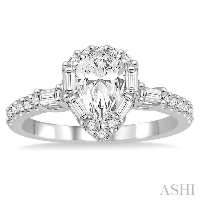 1/2 Ctw Diamond Semi-Mount Engagement Ring in 14K White Gold