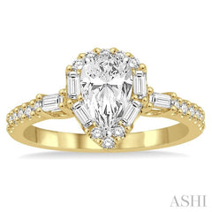 1/2 Ctw Diamond Semi-Mount Engagement Ring in 14K Yellow and White Gold