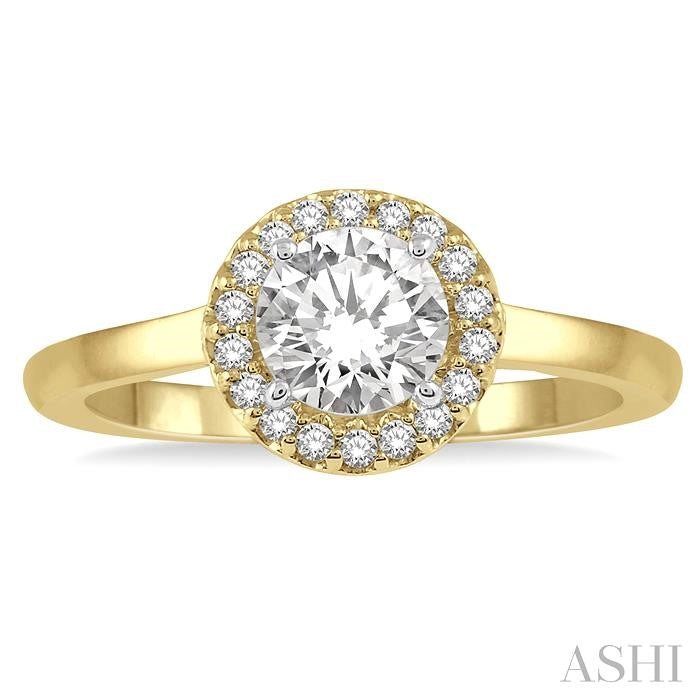 1/10 Ctw Round Cut Diamond Semi-Mount Engagement Ring in 14K Yellow and White Gold