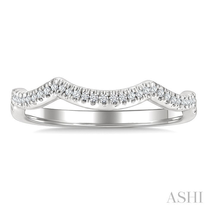 1/10 Ctw Triple Arch Round Cut Diamond Wedding Band in 14K White Gold
