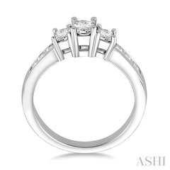 1 Ctw Nine Stone Princess Cut Diamond Engagement Ring in 14K White Gold