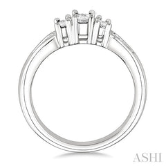 1/2 Ctw Nine Stone Princess Cut Diamond Engagement Ring in 14K White Gold
