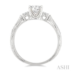 5/8 Ctw Diamond Engagement Ring with 3/8 Ct Round Cut Center Stone in 14K White Gold