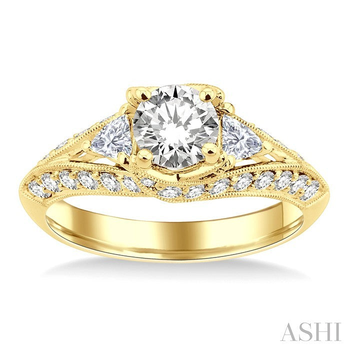 3/4 Ctw Diamond Semi-Mount Engagement Ring in 14K Yellow Gold
