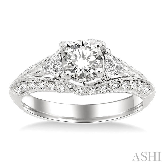 3/4 Ctw Diamond Semi-Mount Engagement Ring in 14K White Gold