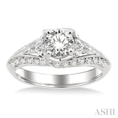 3/4 Ctw Diamond Semi-Mount Engagement Ring in 14K White Gold