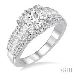 7/8 Ctw Diamond Semi-Mount Engagement Ring in 14K White Gold