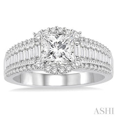 7/8 Ctw Diamond Semi-Mount Engagement Ring in 14K White Gold