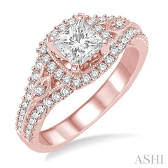 1/2 Ctw Diamond Semi-Mount Engagement Ring in 14K Rose Gold