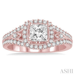 1/2 Ctw Diamond Semi-Mount Engagement Ring in 14K Rose Gold
