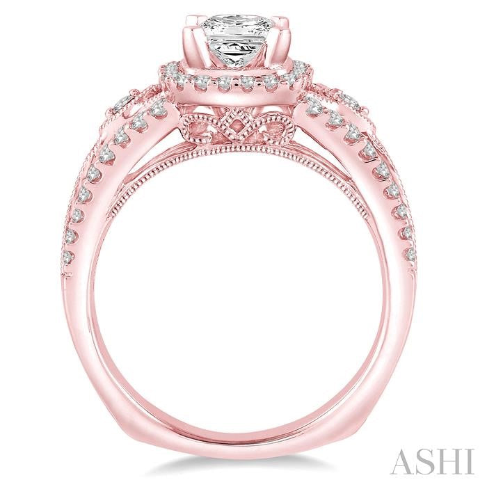 1/2 Ctw Diamond Semi-Mount Engagement Ring in 14K Rose Gold