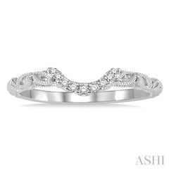 1/10 Ctw Vintage Inspired Round Diamond Wedding Band in 14K White Gold