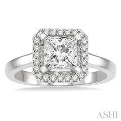 1/6 Ctw Halo Round Cut Diamond Semi-Mount Engagement Ring in 14K White Gold