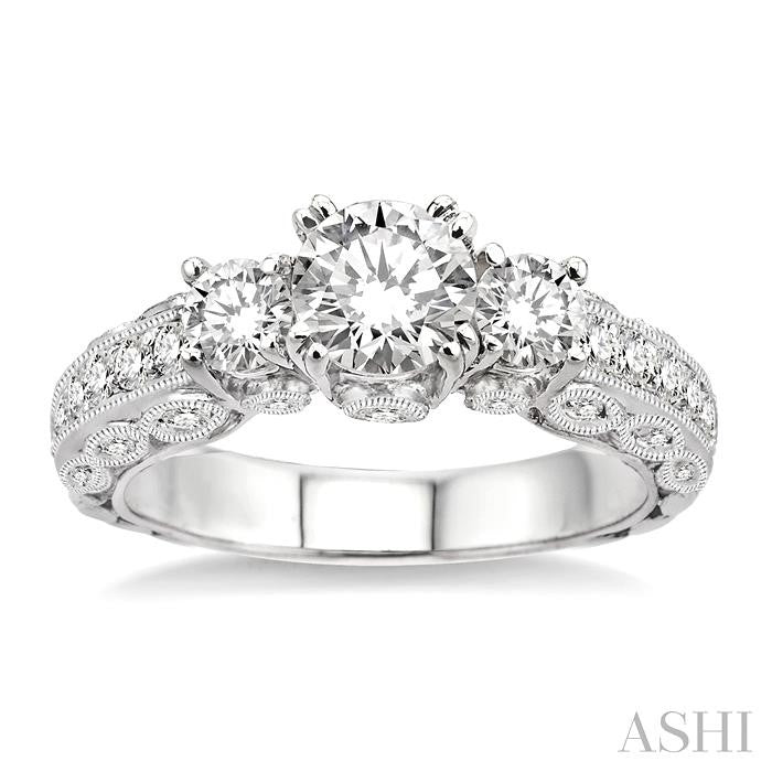 3/4 Ctw Diamond Semi-Mount Engagement Ring in 14K White Gold