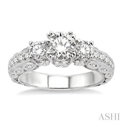3/4 Ctw Diamond Semi-Mount Engagement Ring in 14K White Gold