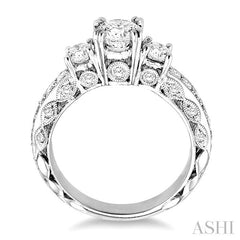3/4 Ctw Diamond Semi-Mount Engagement Ring in 14K White Gold
