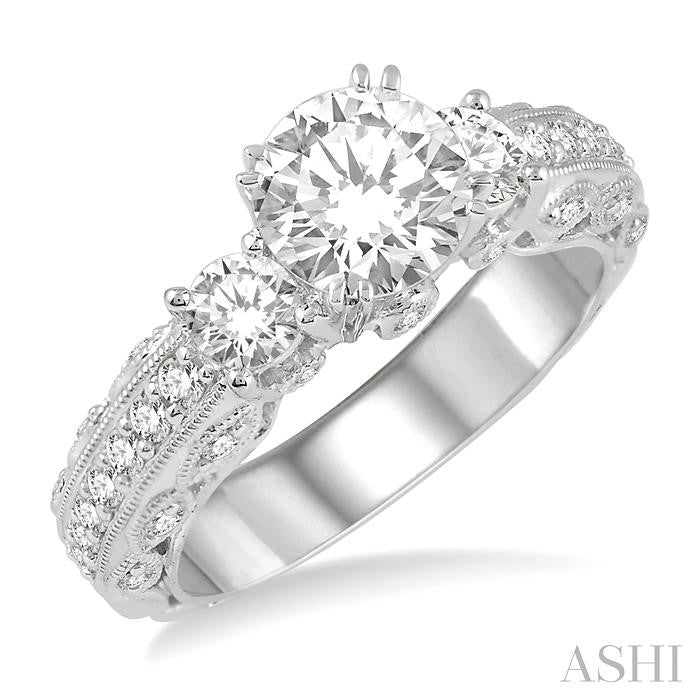 3/4 Ctw Diamond Semi-Mount Engagement Ring in 14K White Gold