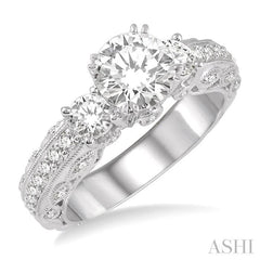 3/4 Ctw Diamond Semi-Mount Engagement Ring in 14K White Gold