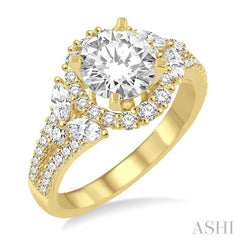 1 Ctw Diamond Semi-Mount Engagement Ring in 14K Yellow Gold