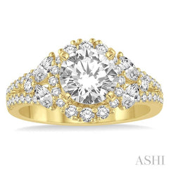 1 Ctw Diamond Semi-Mount Engagement Ring in 14K Yellow Gold