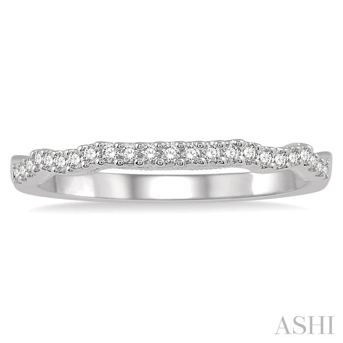 1/6 Ctw Curvy Round Cut Diamond Wedding Band in 14K White Gold