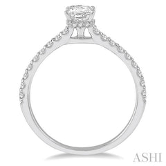 1/2 Ctw Round Cut Diamond Engagement Ring With 1/4 Ct Princess Cut Center Stone in 14K White Gold
