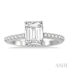 1/3 Ctw Octagon Shape Diamond Semi-Mount Engagement Ring in 14K White Gold