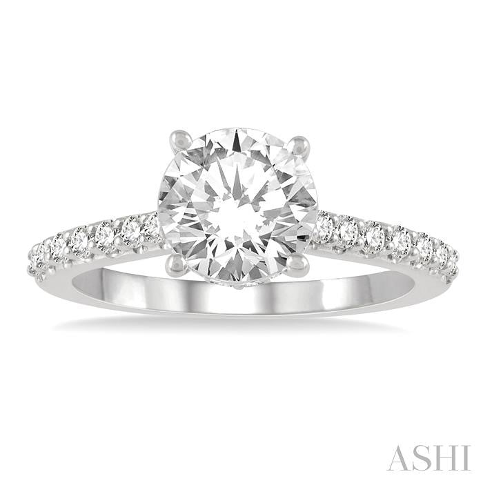 1/3 Ctw Round Diamond Semi-Mount Engagement Ring in 14K White Gold