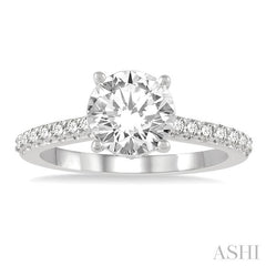1/3 Ctw Round Diamond Semi-Mount Engagement Ring in 14K White Gold