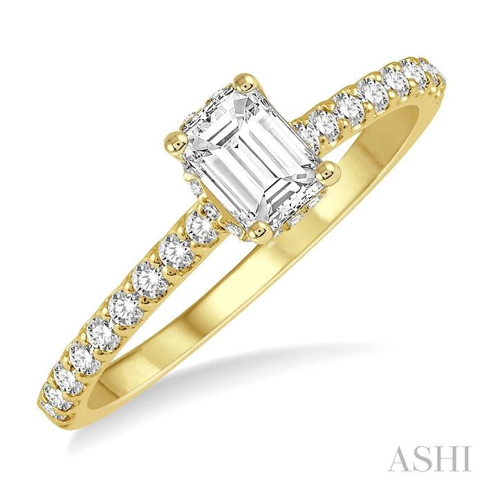1/4 Ctw Round Cut Diamond Semi-Mount Engagement Ring in 14K Yellow Gold