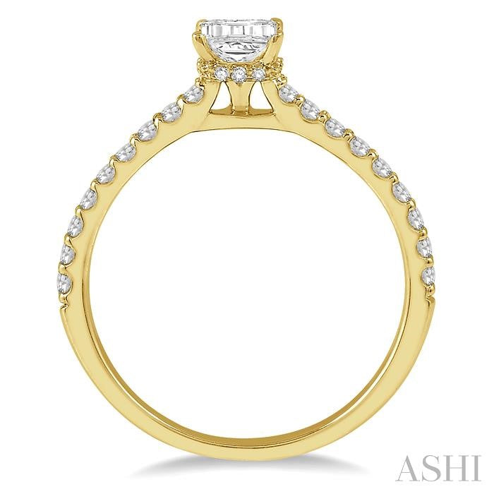 1/4 Ctw Round Cut Diamond Semi-Mount Engagement Ring in 14K Yellow Gold