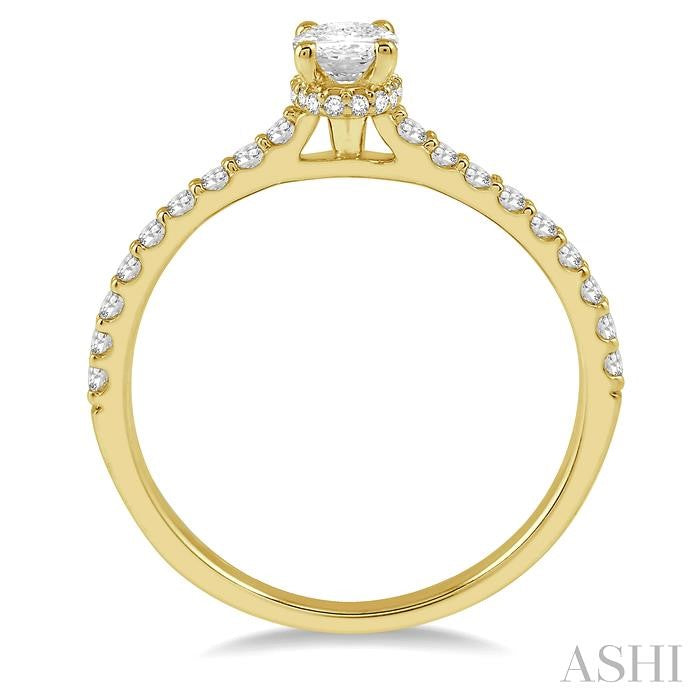 1/4 Ctw Round Cut Diamond Semi-Mount Engagement Ring in 14K Yellow Gold