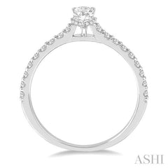 1/5 Ctw Pear Shape Round Cut Diamond Semi-Mount Engagement Ring in 14K White Gold