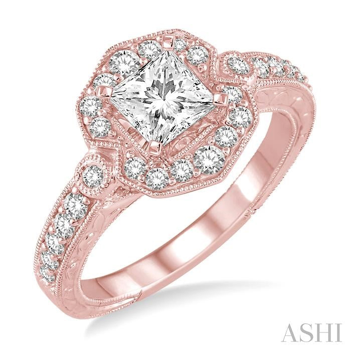 1/2 Ctw Diamond Semi-Mount Engagement Ring in 14K Rose Gold