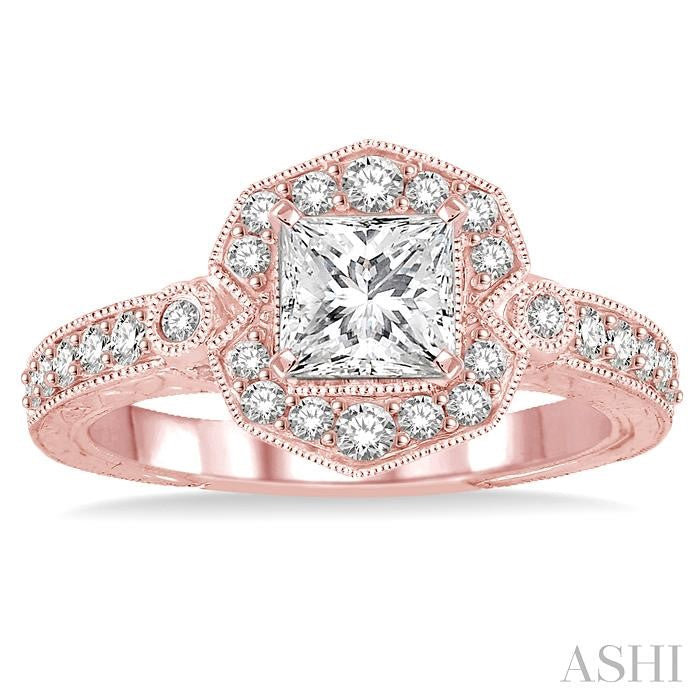 1/2 Ctw Diamond Semi-Mount Engagement Ring in 14K Rose Gold