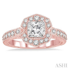 1/2 Ctw Diamond Semi-Mount Engagement Ring in 14K Rose Gold
